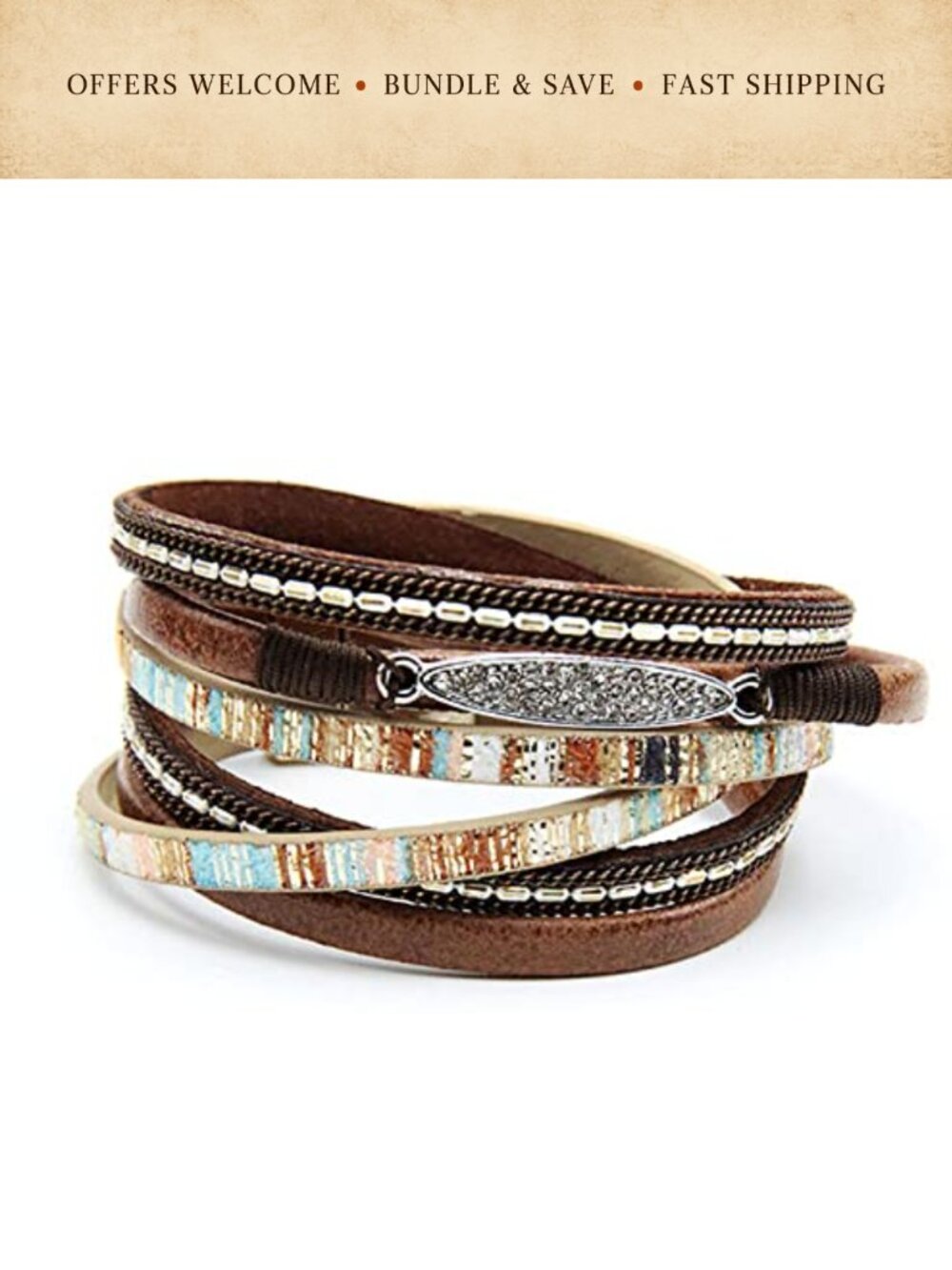 Bohemian Leather Wrap Bracelet Multilayer Braided Wristband